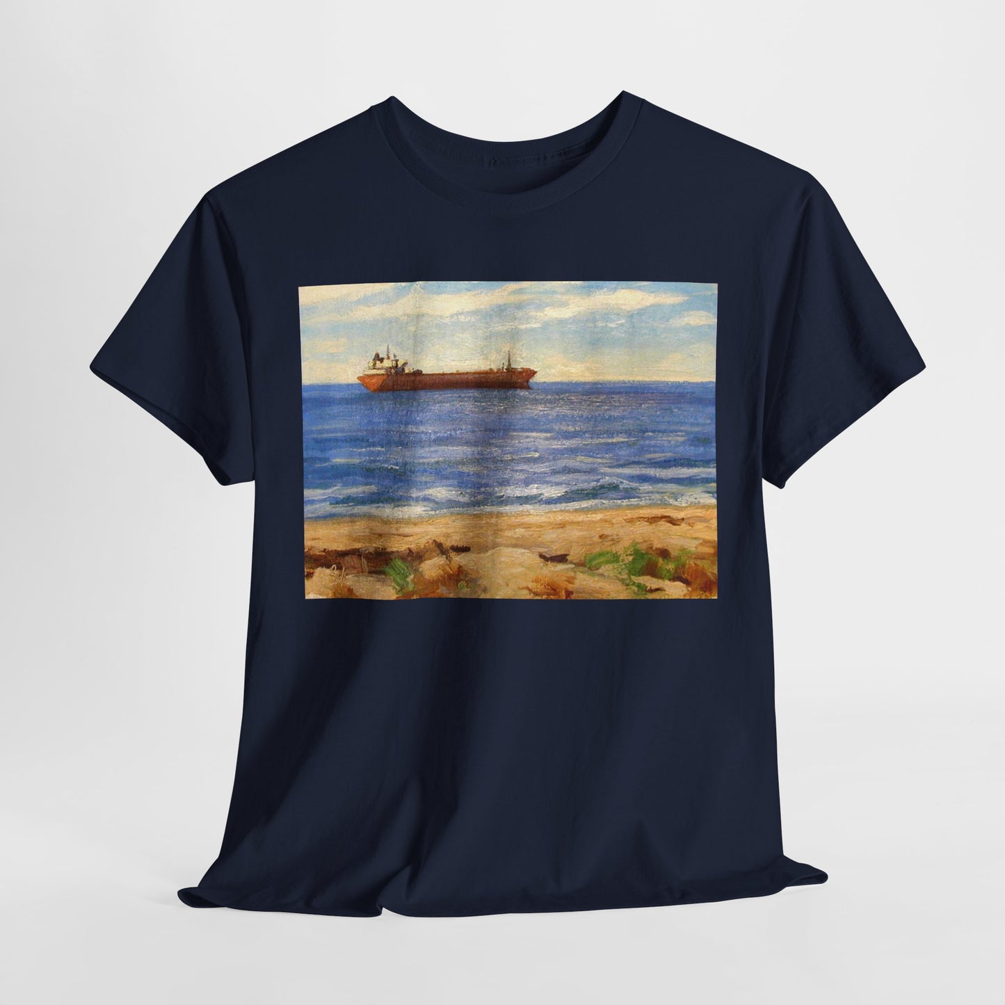 Coastal Scene Unisex Heavy Cotton Tee - Perfect for Beach Lovers