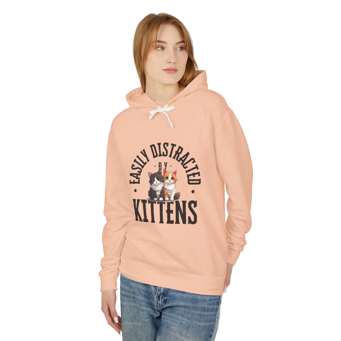 Easily Distracted Kittens Hoodie, Funny Animal Sweatshirt, Cat Lover Gift, Lightweight Pullover, Cute Pet Apparel