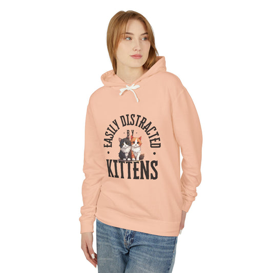 Easily Distracted Kittens Hoodie, Funny Animal Sweatshirt, Cat Lover Gift, Lightweight Pullover, Cute Pet Apparel