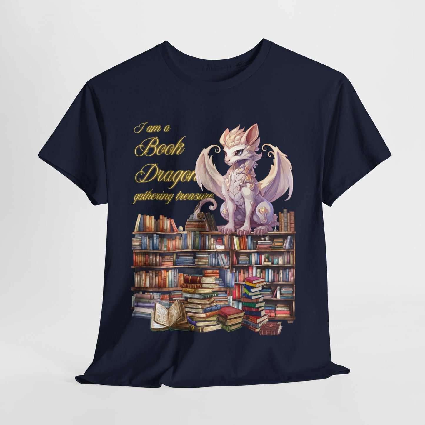 Book Dragon Unisex Heavy Cotton Tee - Perfect for Literature Lovers