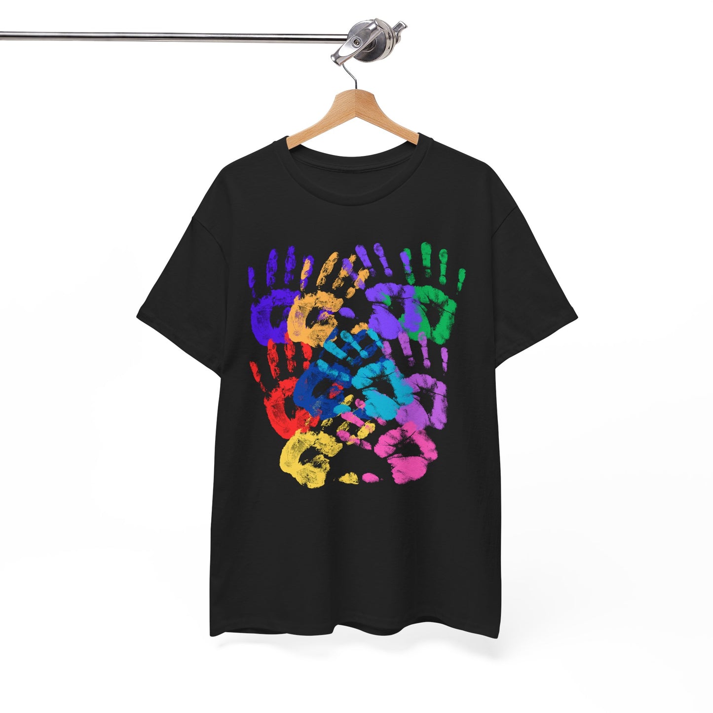 Colorful Handprint Unisex Heavy Cotton Tee - Perfect for Family Celebrations and Kids' Events
