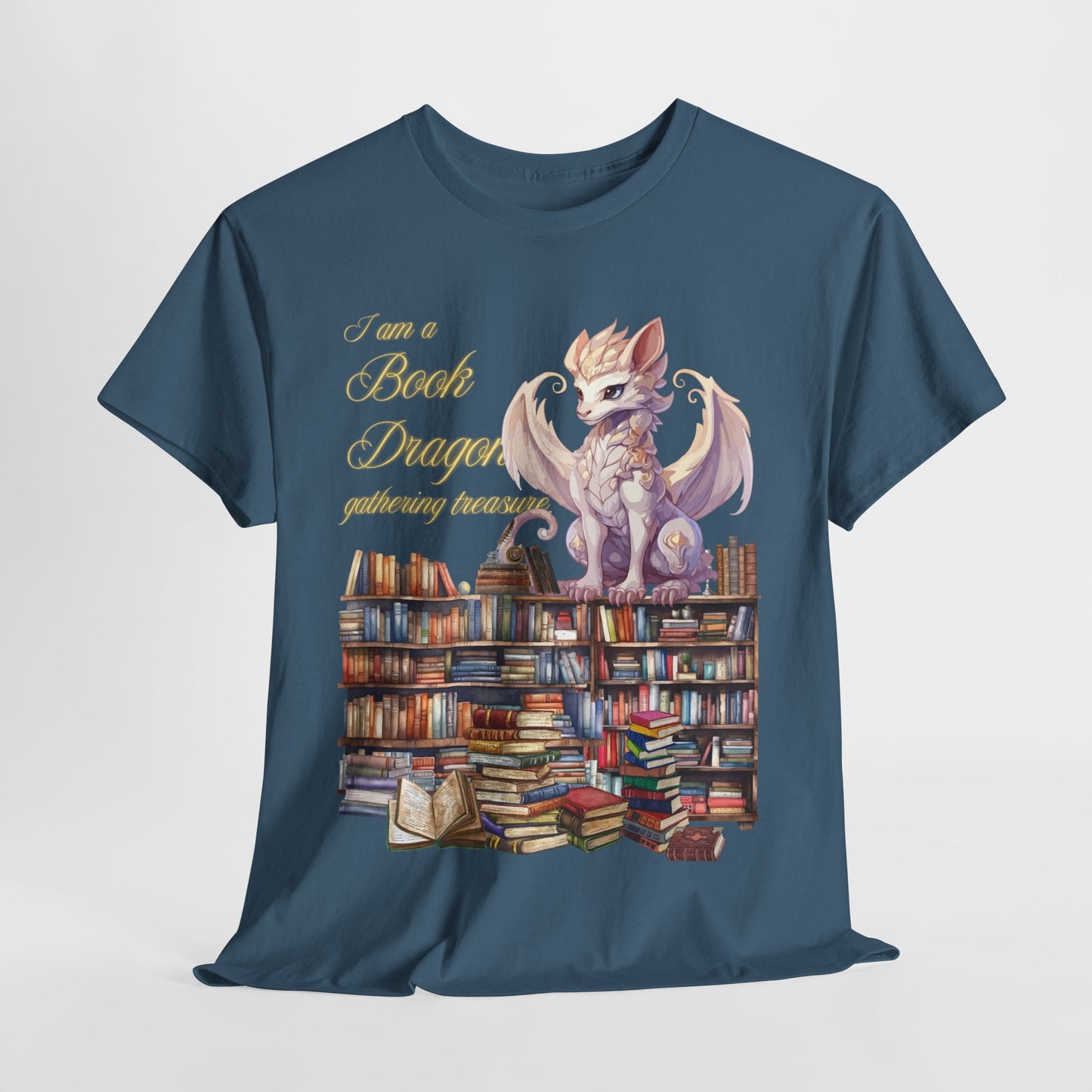 Book Dragon Unisex Heavy Cotton Tee - Perfect for Literature Lovers
