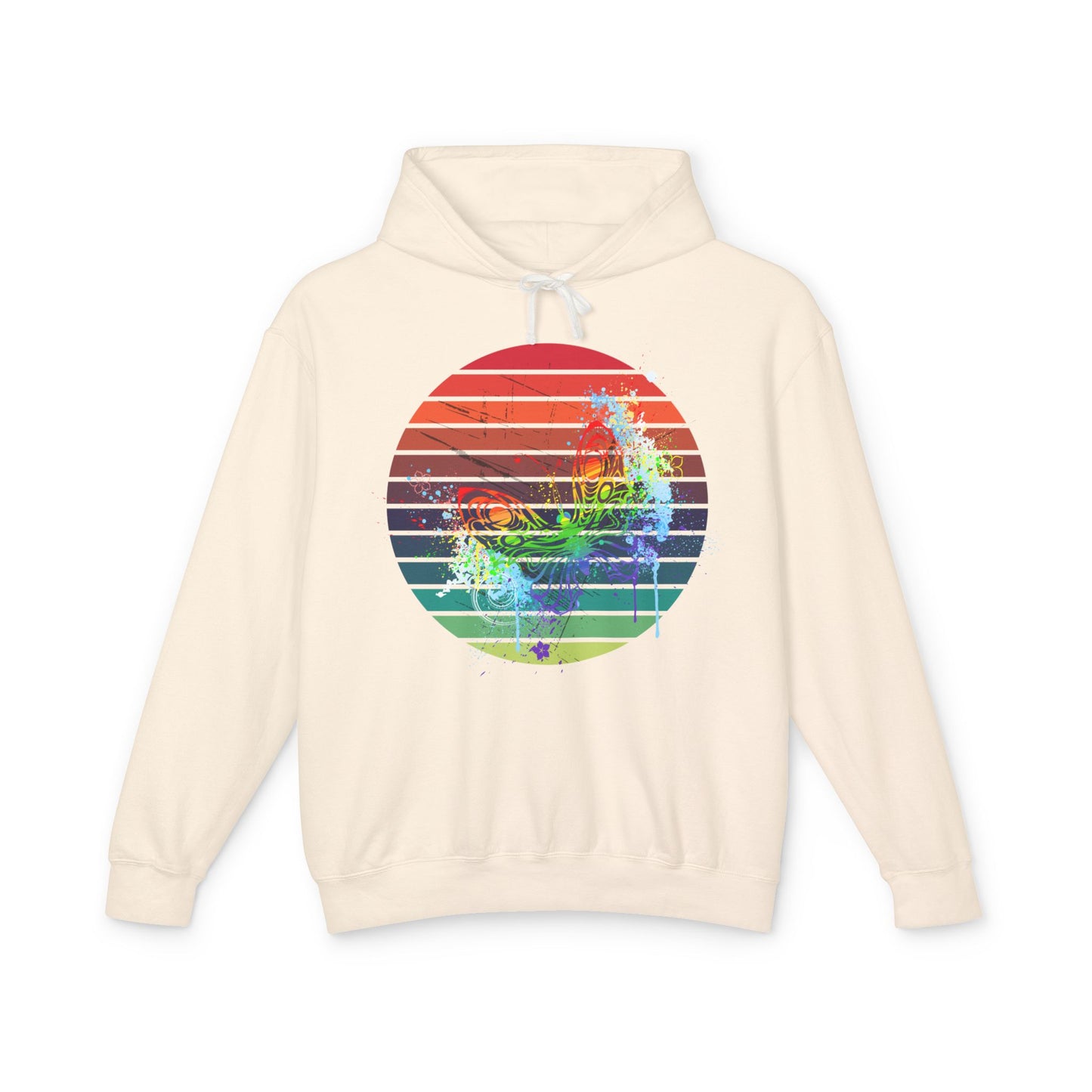 Vibrant Sunset Hoodie, Unisex Lightweight Pullover, Casual Wear, Gift for Him or Her, Summer Fashion, Beach Vibes