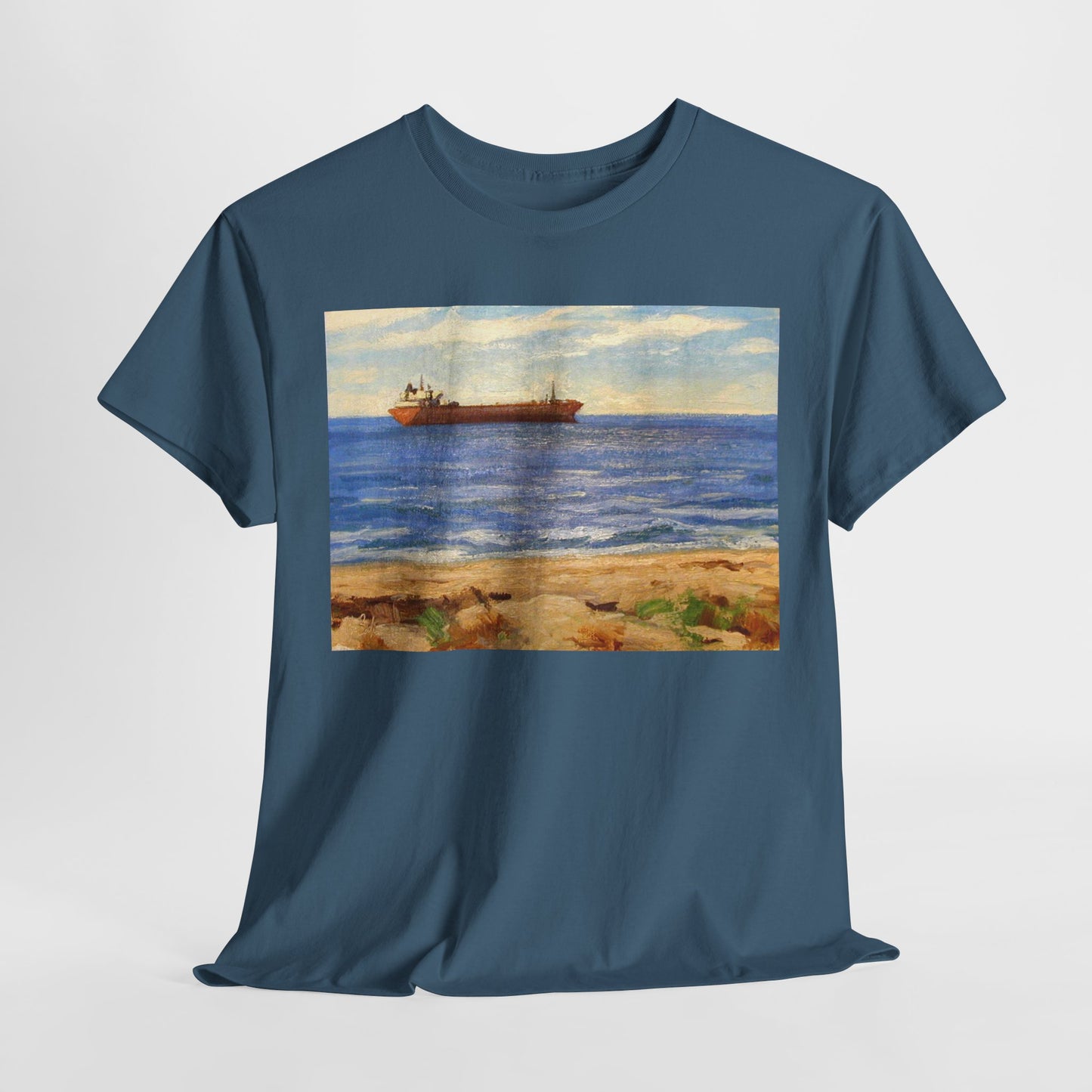 Coastal Scene Unisex Heavy Cotton Tee - Perfect for Beach Lovers