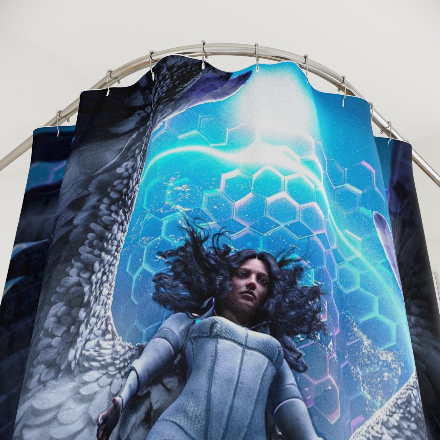 Dawn - Shower Curtain - Ethereal Bathroom Decor, Sci-Fi Shower Curtain, Cosmic Home Accent, Unique Gift for fans