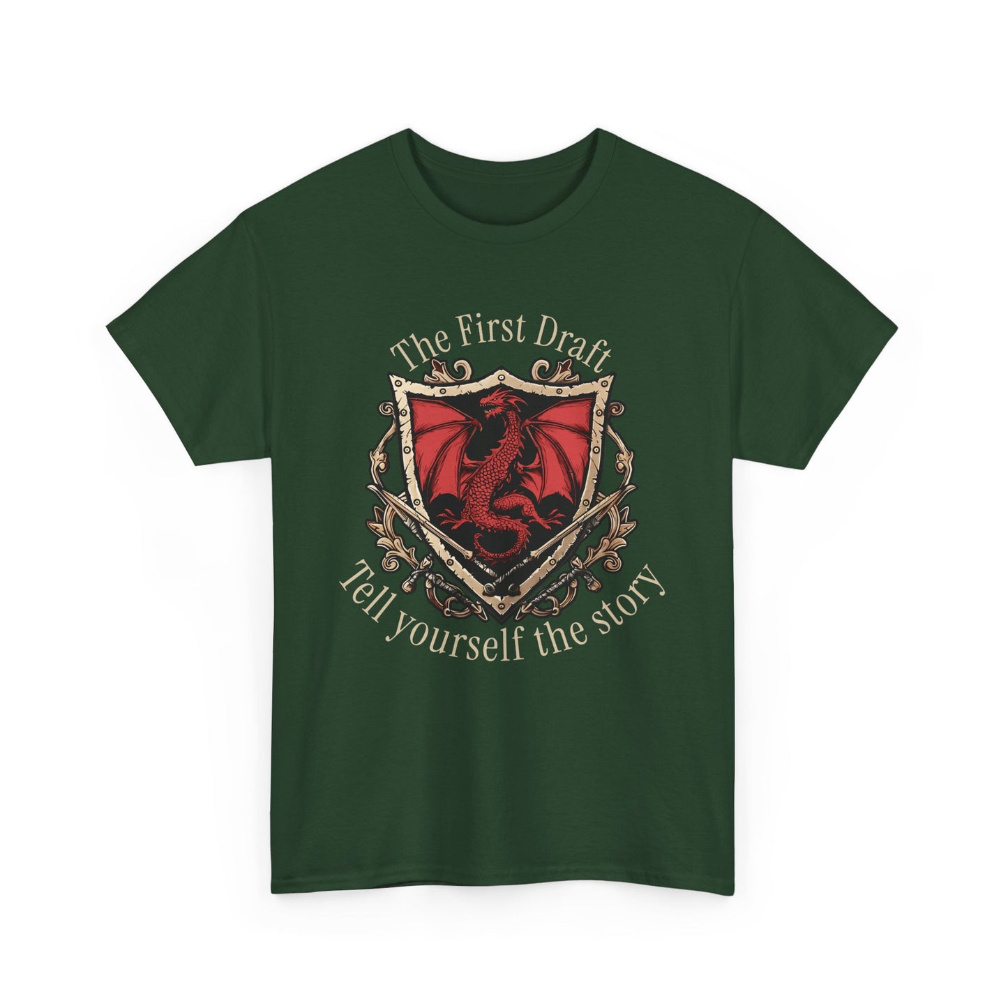 The First Draft Dragon Unisex Heavy Cotton Tee - Creative Storyteller Shirt