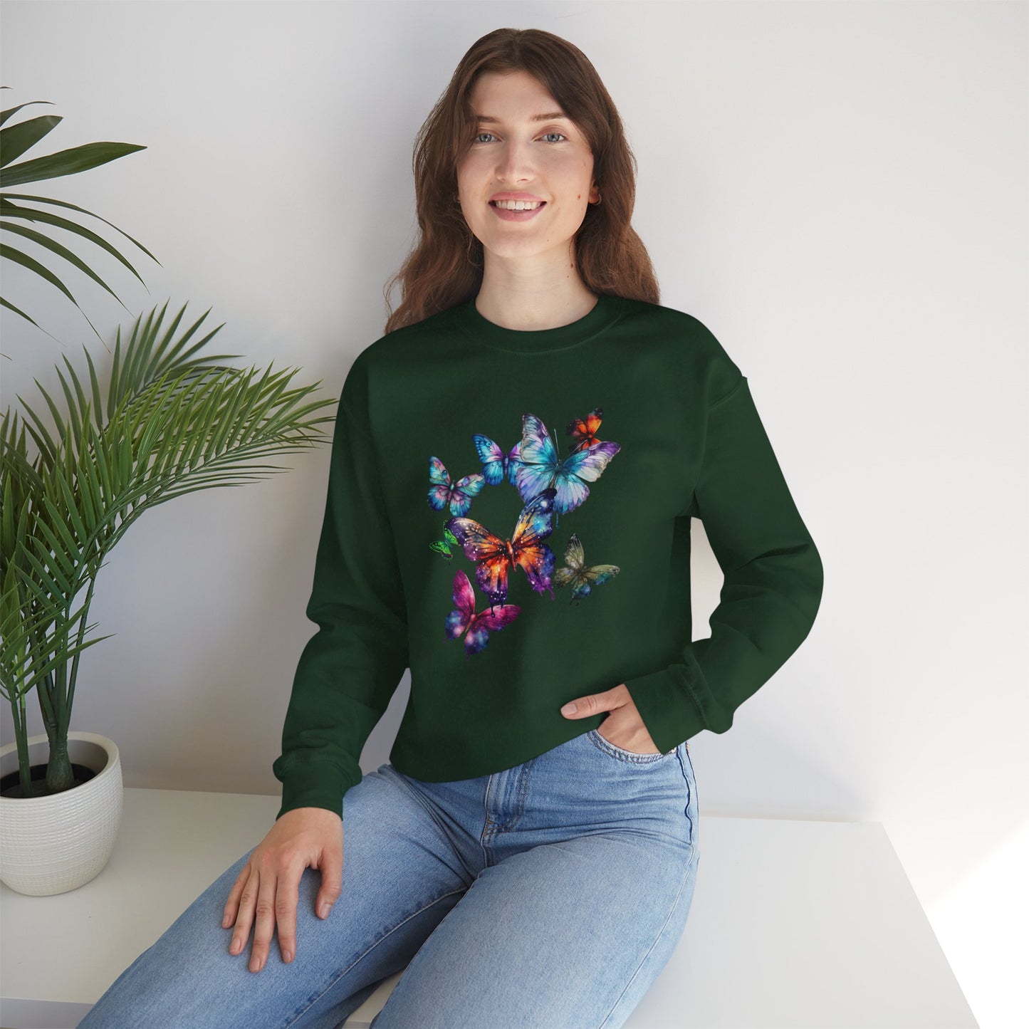 Butterfly Dreams Unisex Sweatshirt - Cozy Graphic Crewneck, Perfect for Nature Lovers, Gift for Friends, Spring Style, Casual Wear