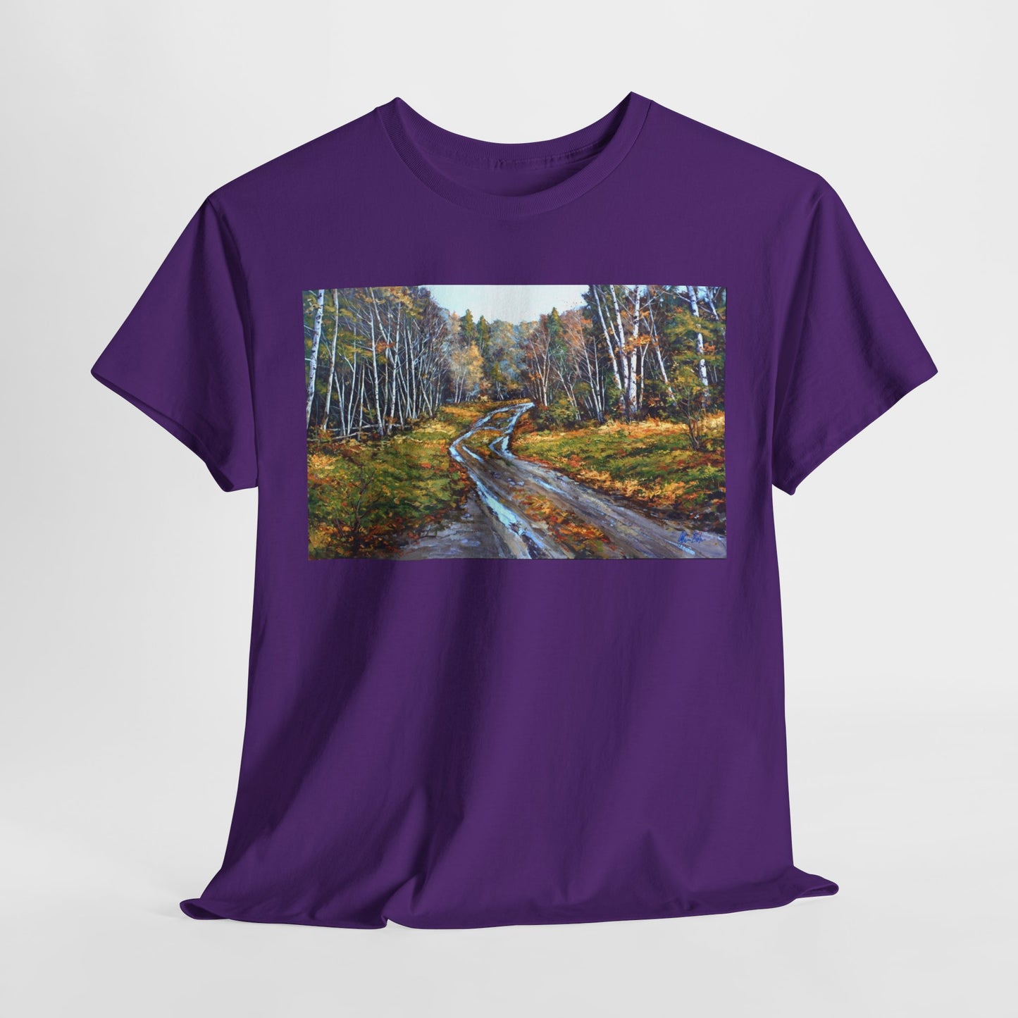 Autumn Landscape Unisex Heavy Cotton Tee - Nature Inspired Tee for Outdoor Lovers