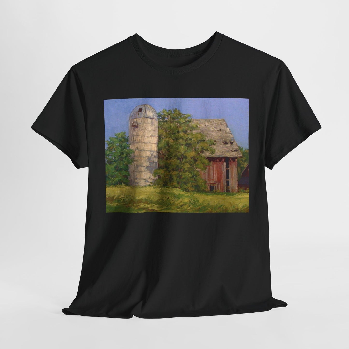 Unisex Heavy Cotton Tee - Vintage Barn Art Tee for Country Living Enthusiasts