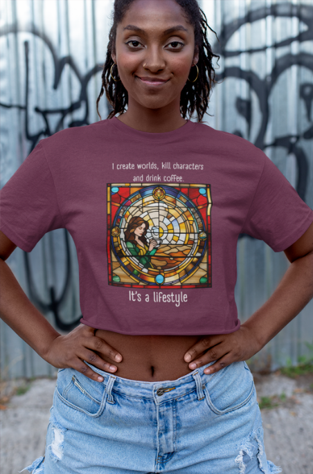 Coffee Lover Unisex Cotton Tee - I Create Worlds, Kill Characters