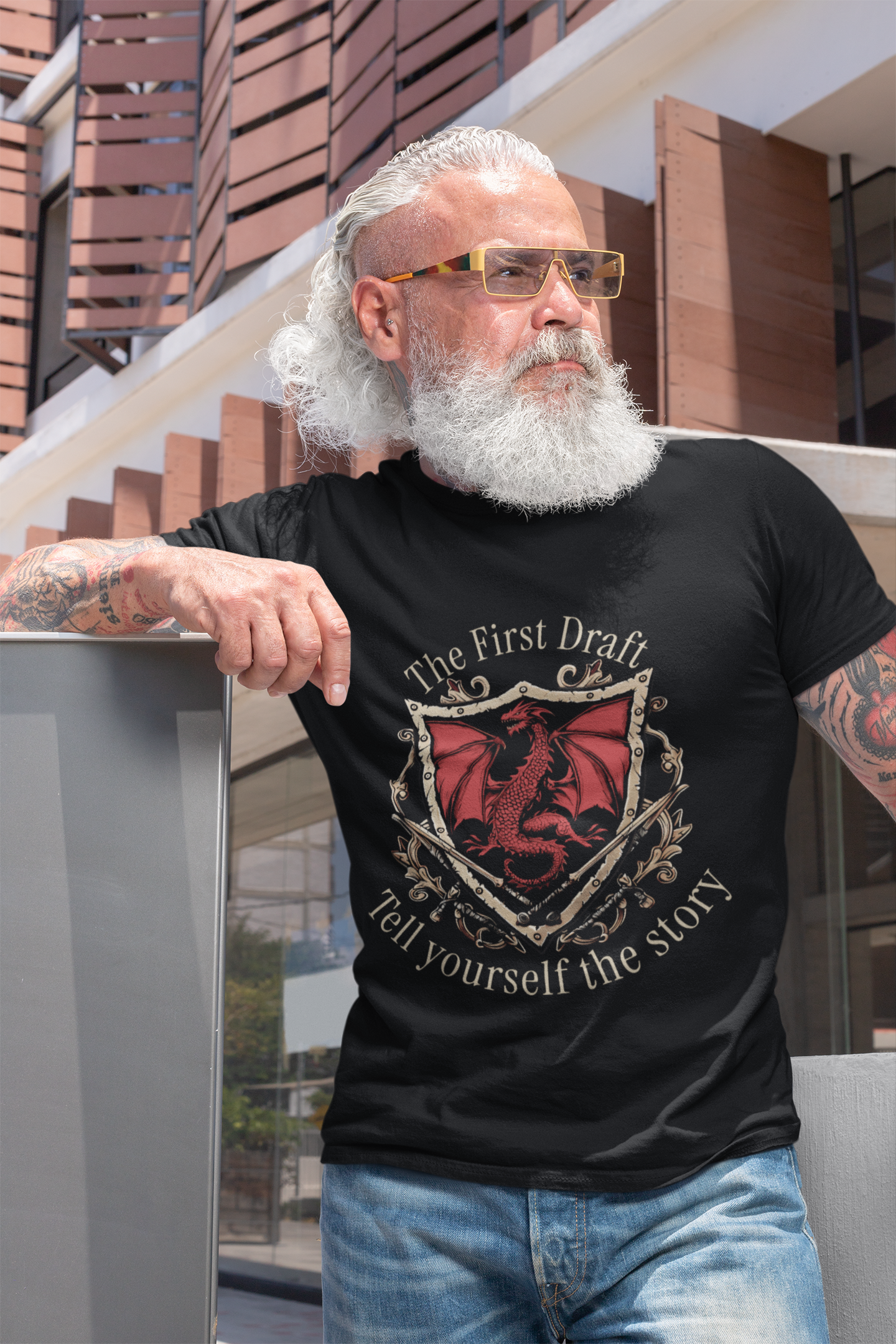 The First Draft Dragon Unisex Heavy Cotton Tee - Creative Storyteller Shirt