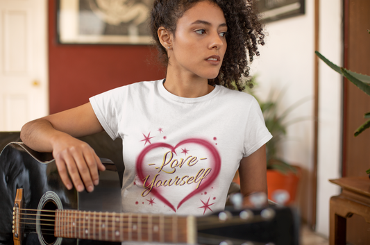 Self-Love Heavy Cotton Tee - Inspirational Heart Design