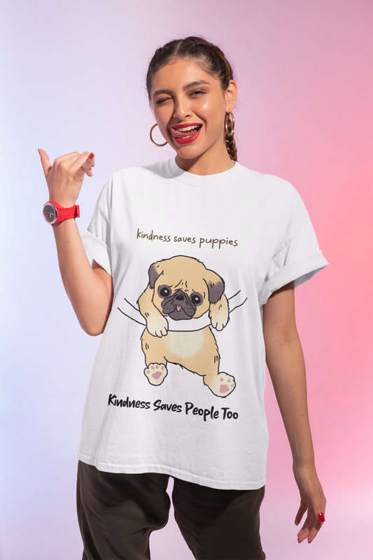 Cute Puppy Kindness Unisex Heavy Cotton Tee - Perfect for Animal Lovers