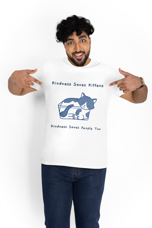Kindness Saves Kittens Unisex Heavy Cotton Tee - Cute Cat Lover T-Shirt