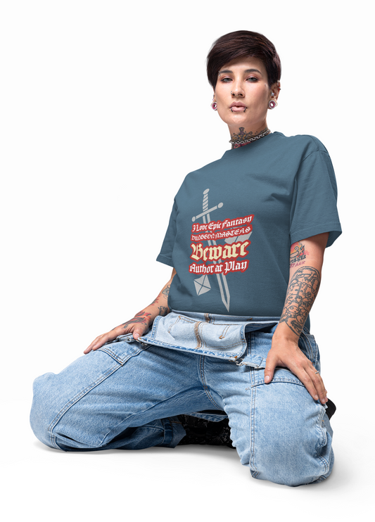 Beware Author at Play Unisex Heavy Cotton Tee - Perfect for Fantasy Lovers