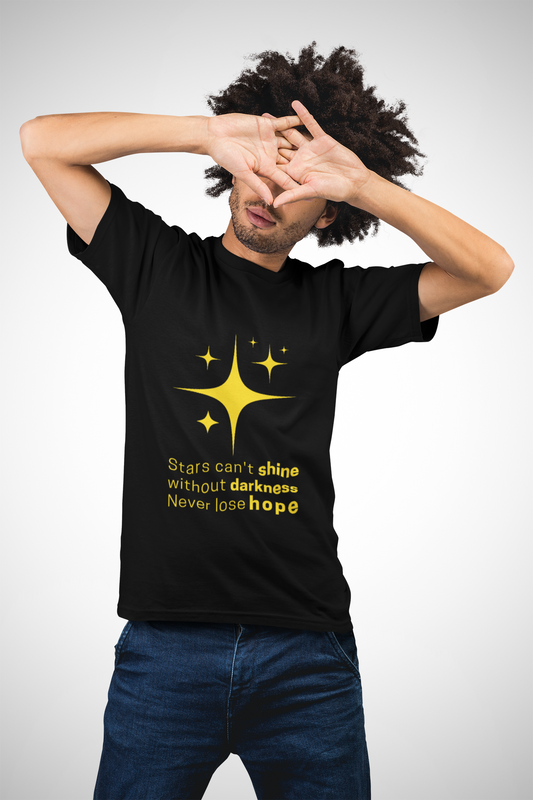 Inspirational Unisex Heavy Cotton Tee - 'Stars Can't Shine Without Darkness'