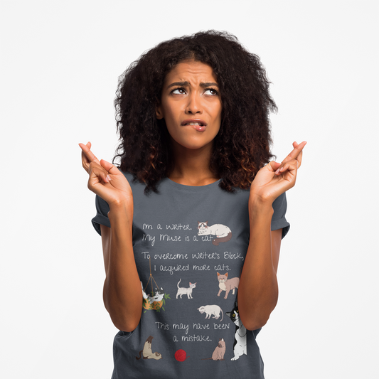 Writer's Cat Unisex Heavy Cotton Tee - Perfect Gift for Cat Lovers & Writers