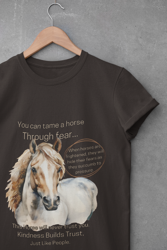 Inspirational Unisex Heavy Cotton Tee - "You Can Tame a Horse Through Fear" Design