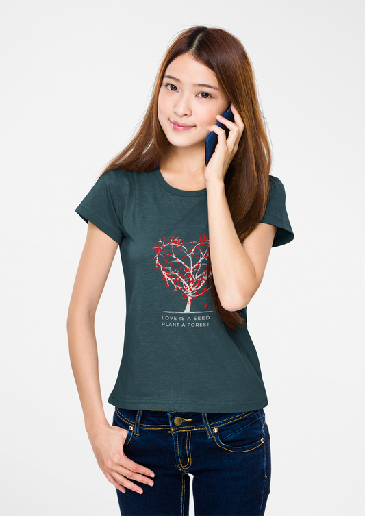 Unisex Heavy Cotton Tee - "Love is a Seed, Plant a Forest" Design - Eco-Friendly Apparel