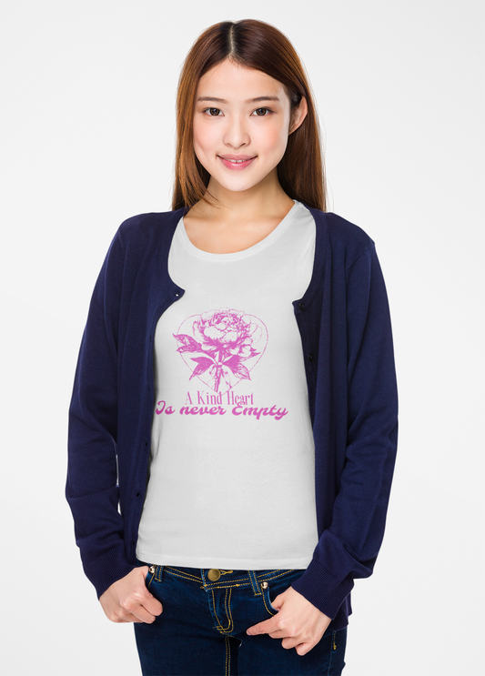 A Kind Heart Is Never Empty Unisex Heavy Cotton Tee - Inspirational Floral Shirt
