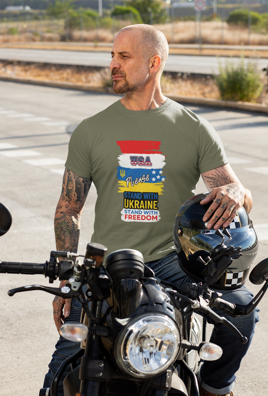 Unisex Heavy Cotton Tee - Stand with Ukraine | USA Freedom Support Shirt