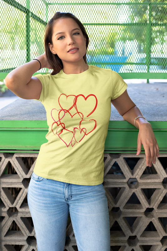 Unisex Heavy Cotton Tee - Whimsical Heart Design for Love and Friendship