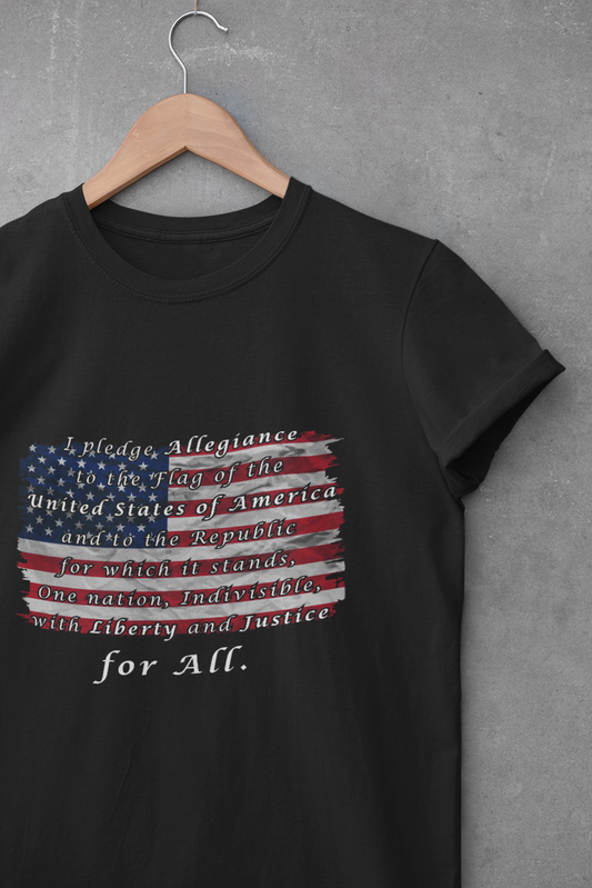 American Flag Pledge Tee - Unisex Heavy Cotton T-Shirt for Patriotic Celebrations