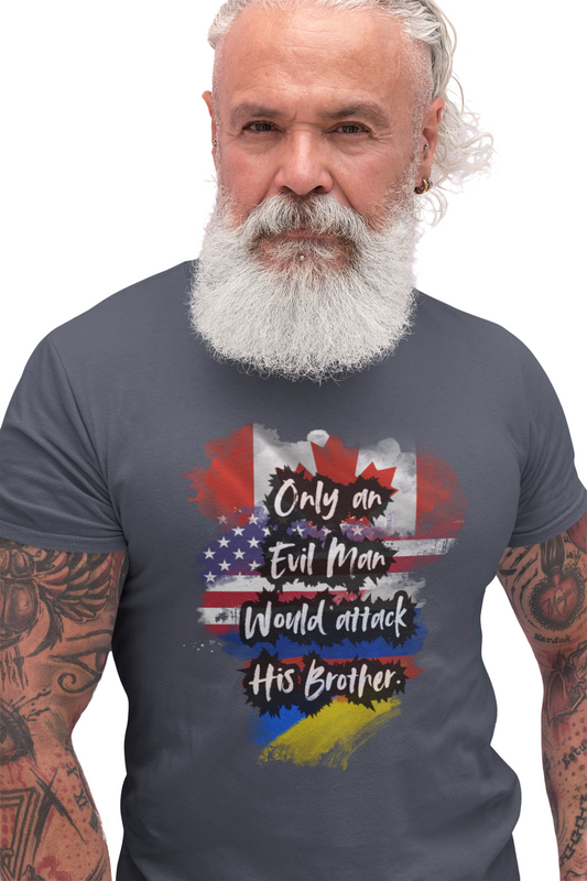 Patriotic Unisex Heavy Cotton Tee - "Only an Evil Man Would Attack His Brother"