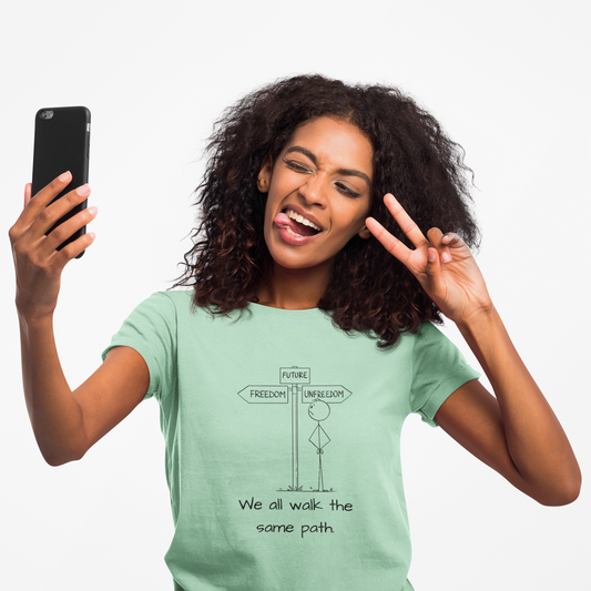 Inspirational Unisex Heavy Cotton Tee - "We All Walk the Same Path" Graphic
