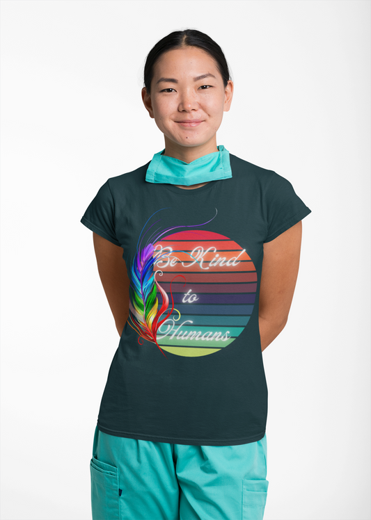 Be Kind to Humans Unisex Heavy Cotton Tee - Colorful Graphic Tee for Kindness Advocates