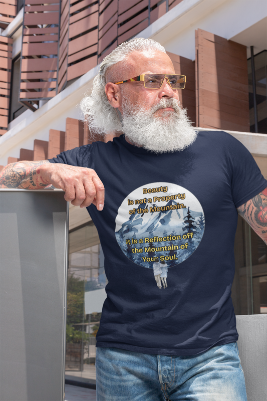 Nature-Inspired Unisex Heavy Cotton Tee - "Beauty is not a Property of Its Mountain" Design