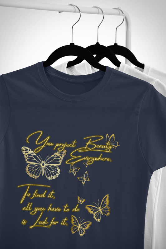 You Project Beauty Unisex Heavy Cotton Tee - Butterfly Design, Inspirational Quote Tee