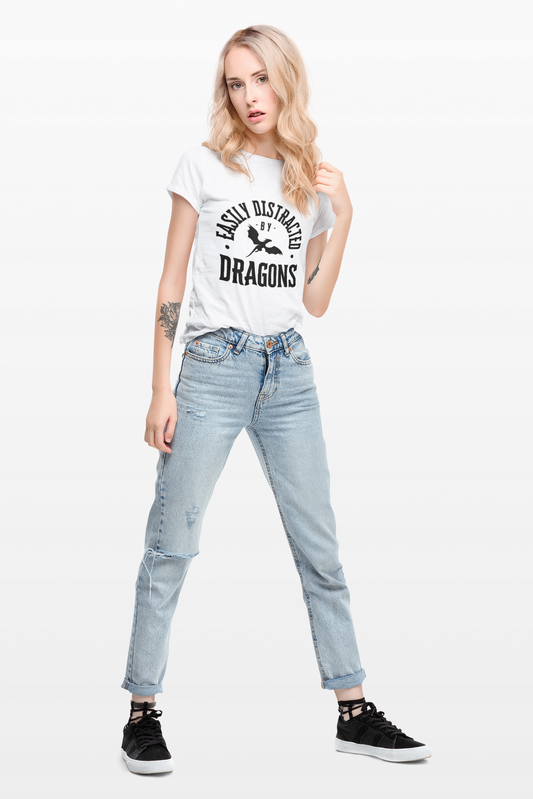 Easily Distracted by Dragons Unisex Heavy Cotton Tee