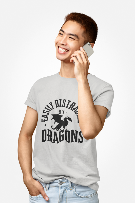 Easily Distracted by Dragons Unisex Heavy Cotton Tee