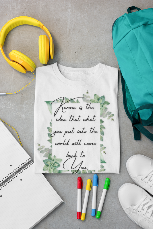 Inspirational Unisex Heavy Cotton Tee - Positive Vibes Shirt with Floral Design