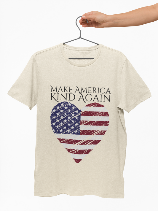 Make America Kind Again Unisex Heavy Cotton Tee - Patriotic Heart Design
