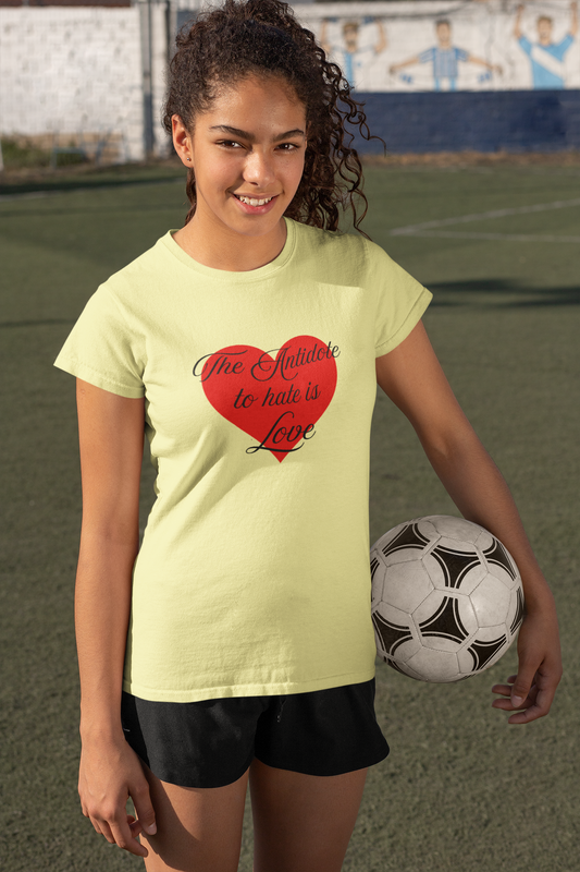 Unisex Heavy Cotton Tee - "The Antidote to Hate is Love" - Positive Vibes Shirt for All Occasions