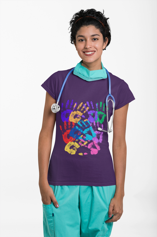 Colorful Handprint Unisex Heavy Cotton Tee - Perfect for Family Celebrations and Kids' Events