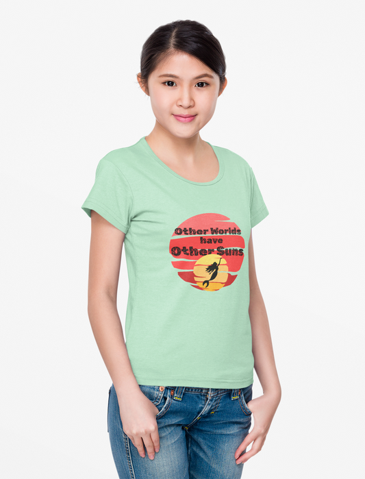 Retro Sunset Unisex Heavy Cotton Tee - 'Other Worlds Have Other Suns'