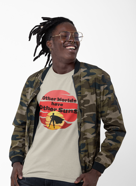 Retro-Inspired Unisex Heavy Cotton Tee - 'Other Worlds Have Other Suns' Graphic T-Shirt