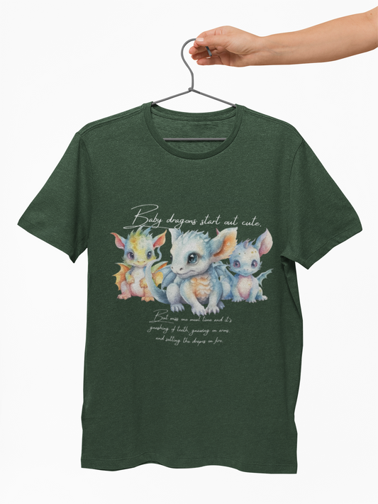 Cute Baby Dragons Unisex Heavy Cotton Tee | Fantasy Art T-Shirt
