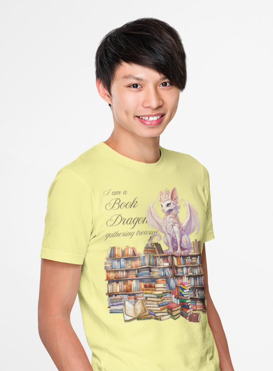 Book Dragon Unisex Heavy Cotton Tee - Perfect for Book Lovers