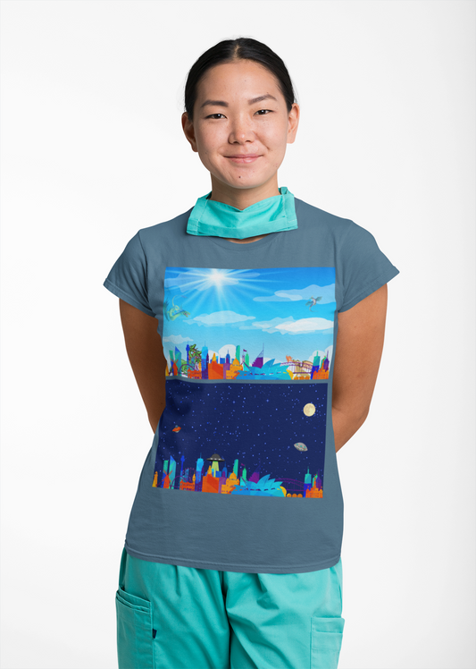 Scenic Dual Fantasy and SciFi Landscape Unisex Heavy Cotton Tee