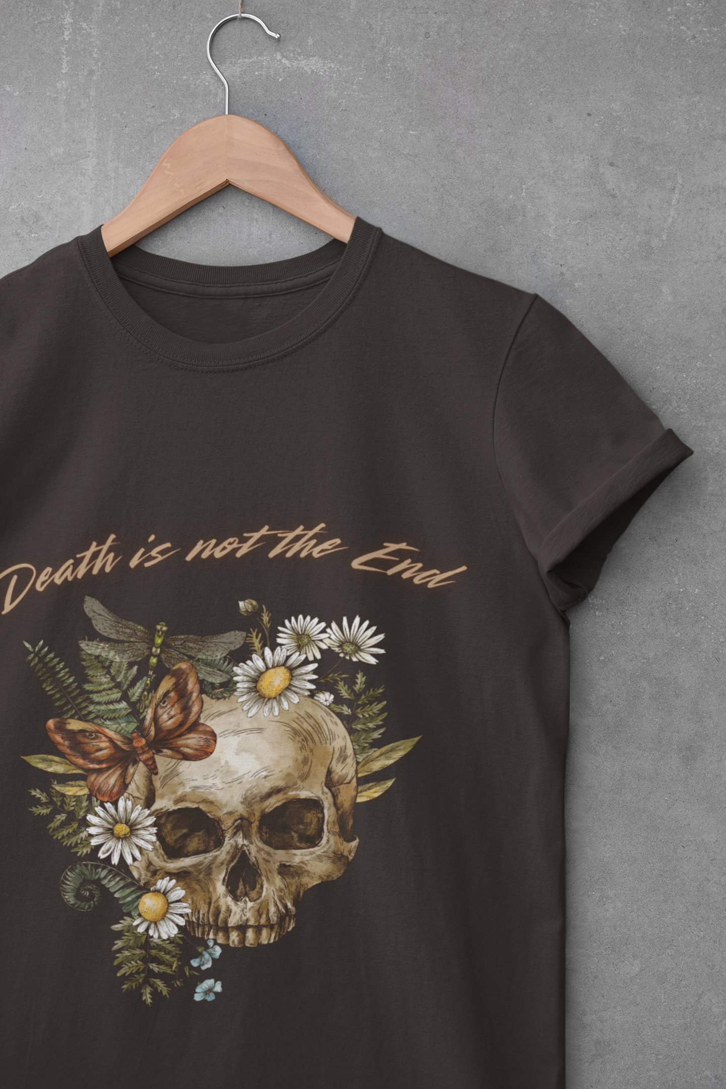 Skull Floral Unisex Heavy Cotton Tee, Casual Graphic Tee, Death Not the End Shirt, Dark Aesthetic T-Shirt, Gothic Gift Idea, Halloween