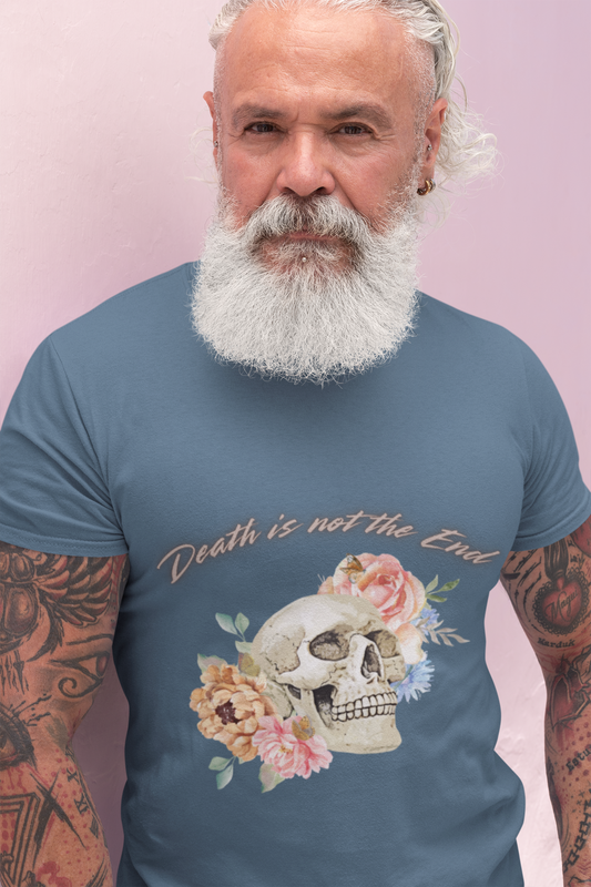Floral Skull Tee - Death is Not the End, Gothic Aesthetic T-Shirt, Casual Wear, Gift for Halloween, Unique Graphic Tee, Inspired by Nature