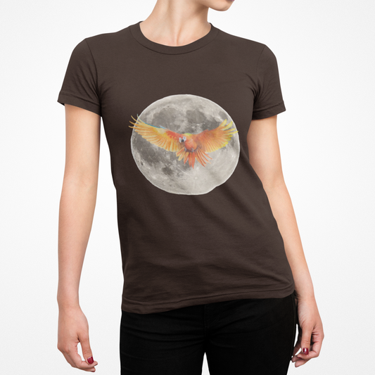 Moonlight Vintage Bird Tee, Unisex Cotton Tee, Graphic T-Shirt for Nature Lovers, Boho Aesthetic Shirt, Gift for Birdwatchers