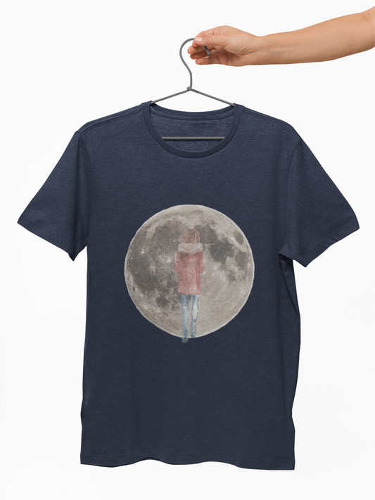 Moonlit Wanderer T-Shirt, Cozy Cotton Tee, Gift for Moon Lovers, Celestial Fashion, Comfortable Everyday Wear, Unisex Tee