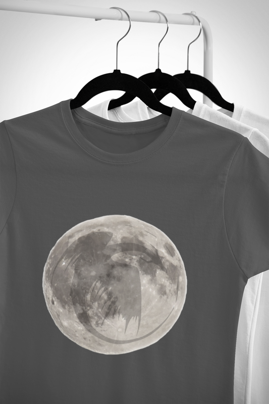 Moon Dragon Cotton Tee, Celestial Graphic Shirt, Unisex T-Shirt, Astronomy Lover Gift, Night Sky Apparel, Space Theme Clothing