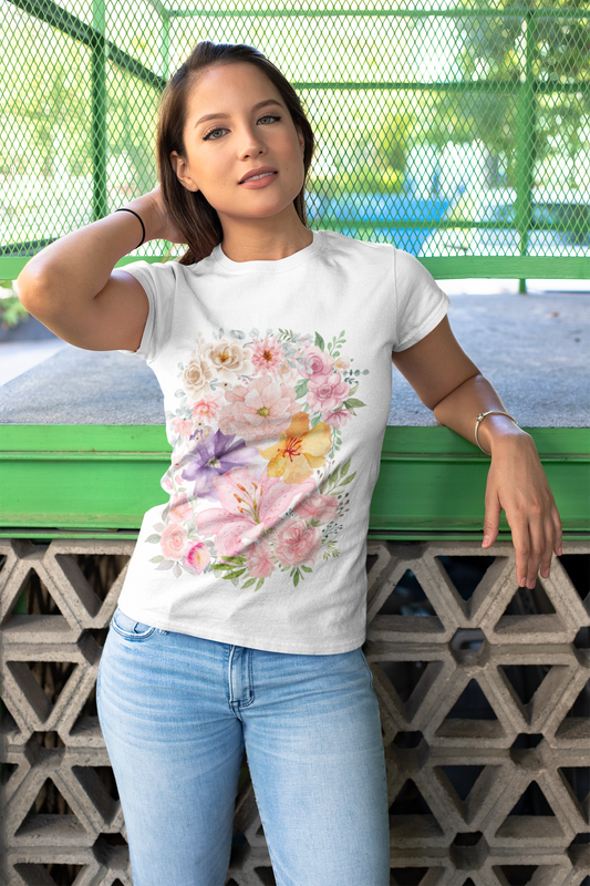 Floral Unisex Heavy Cotton Tee, Vibrant Spring Shirt, Perfect for Gardening, Mother's Day Gift, Floral Lover's Apparel, Casual Everyday Wear