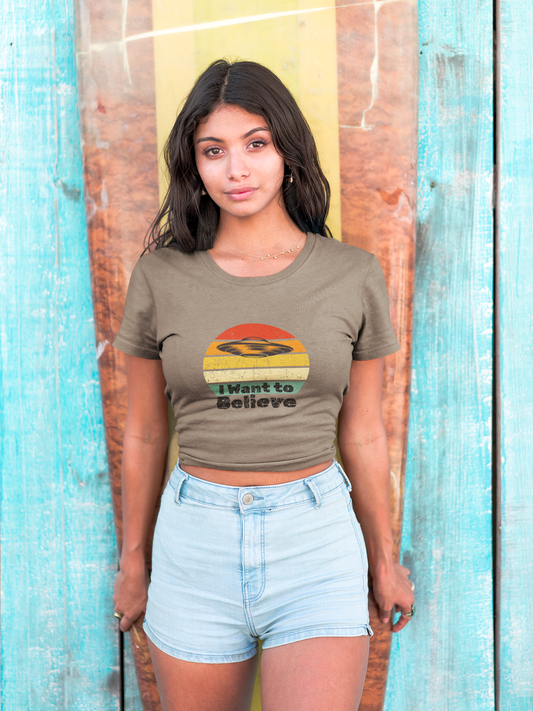 I Want to Believe Unisex Heavy Cotton Tee, Casual Graphic T-Shirt, UFO Lover Gift, Retro Style T-Shirt, Everyday Wear, Fun Gift Idea